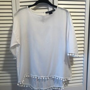 French Connection Pom Pom Trim Top